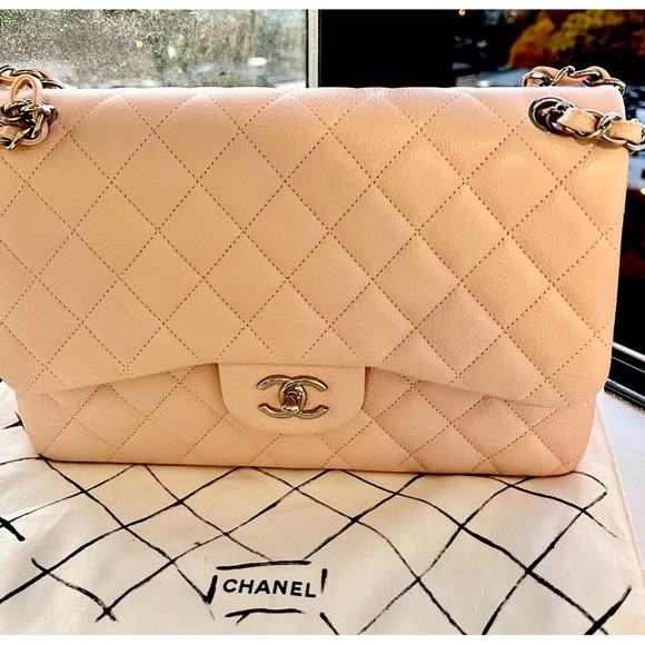 NWT Chanel Classic JUMBO LIGHT PINK Caviar Double Flap Bag Silver HW - Picture 4 of 16